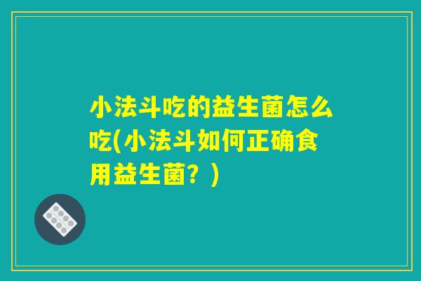 小法斗吃的益生菌怎么吃(小法斗如何正确食用益生菌？)