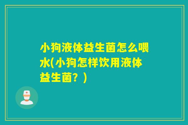 小狗液体益生菌怎么喂水(小狗怎样饮用液体益生菌？)