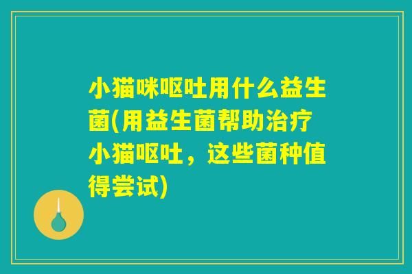 小猫咪呕吐用什么益生菌(用益生菌帮助治疗小猫呕吐，这些菌种值得尝试)
