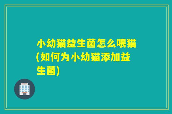 小幼猫益生菌怎么喂猫(如何为小幼猫添加益生菌)