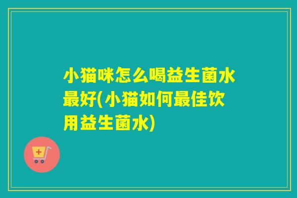 小猫咪怎么喝益生菌水最好(小猫如何最佳饮用益生菌水)