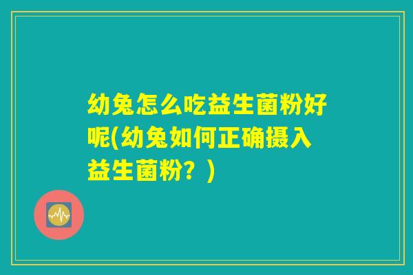 幼兔怎么吃益生菌粉好呢(幼兔如何正确摄入益生菌粉?) 幼兔怎么吃益生菌粉好呢(幼兔如何正确摄入益生菌粉?)