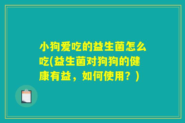 小狗爱吃的益生菌怎么吃(益生菌对狗狗的健康有益，如何使用？)