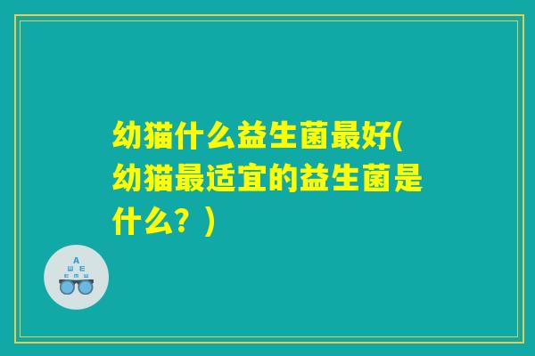 幼猫什么益生菌最好(幼猫最适宜的益生菌是什么？)