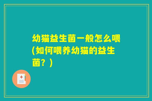 幼猫益生菌一般怎么喂(如何喂养幼猫的益生菌？)
