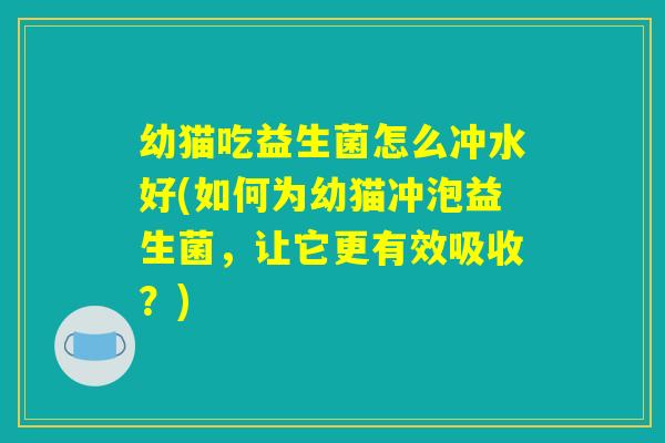 幼猫吃益生菌怎么冲水好(如何为幼猫冲泡益生菌，让它更有效吸收？)