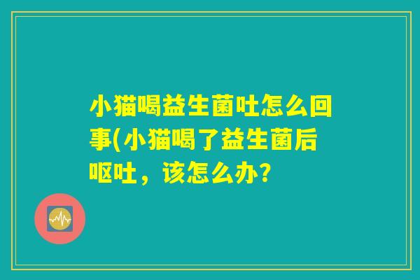 详细阅读:小猫喝益生菌吐怎么回事(小猫喝了益生菌后呕吐,该怎么办? 小猫喝益生菌吐怎么回事(小猫喝了益生菌后呕吐,该怎么办?