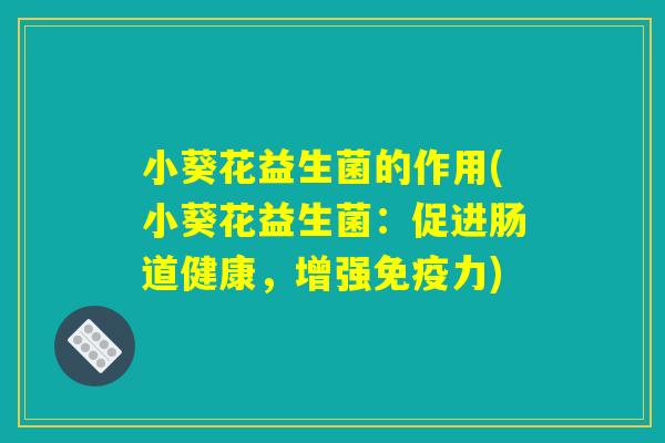 小葵花益生菌的作用(小葵花益生菌：促进肠道健康，增强免疫力)