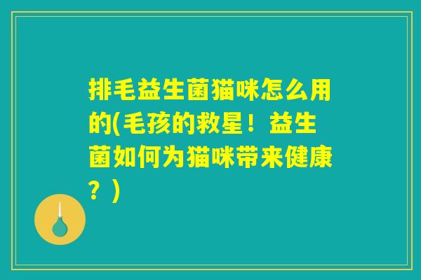 排毛益生菌猫咪怎么用的(毛孩的救星!益生菌如何为猫咪带来健康?) 排毛益生菌猫咪怎么用的(毛孩的救星!益生菌如何为猫咪带来健康?)