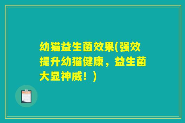 幼猫益生菌效果(强效提升幼猫健康，益生菌大显神威！)