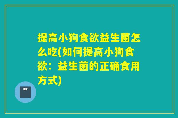 提高小狗益生菌怎么吃(如何提高小狗:益生菌的正确食用方式) 提高小狗益生菌怎么吃(如何提高小狗:益生菌的正确食用方式)