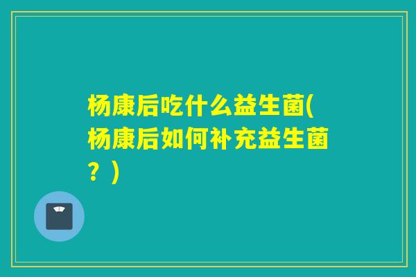 杨康后吃什么益生菌(杨康后如何补充益生菌？)