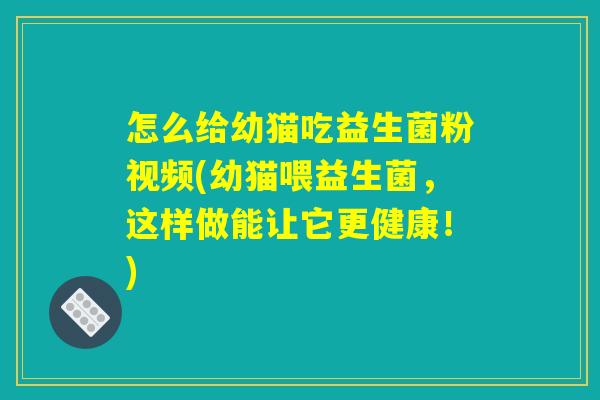 怎么给幼猫吃益生菌粉视频(幼猫喂益生菌，这样做能让它更健康！)