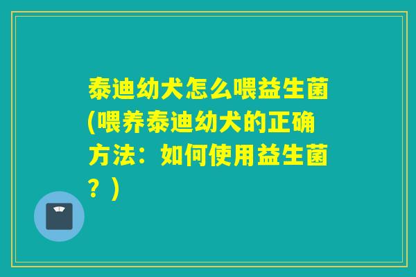 泰迪幼犬怎么喂益生菌(喂养泰迪幼犬的正确方法：如何使用益生菌？)