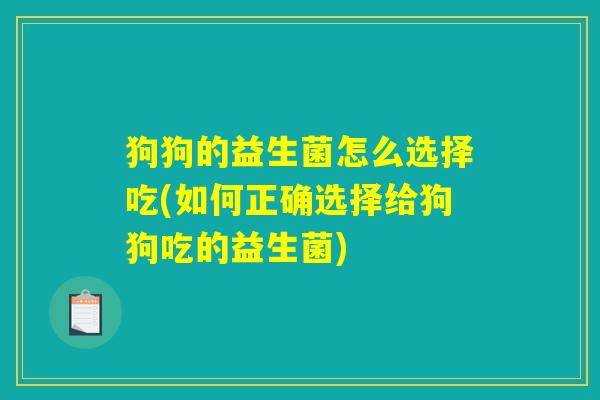 狗狗的益生菌怎么选择吃(如何正确选择给狗狗吃的益生菌)