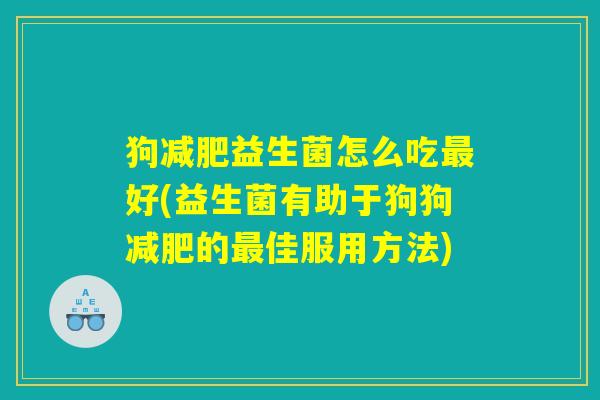 狗减肥益生菌怎么吃最好(益生菌有助于狗狗减肥的最佳服用方法)