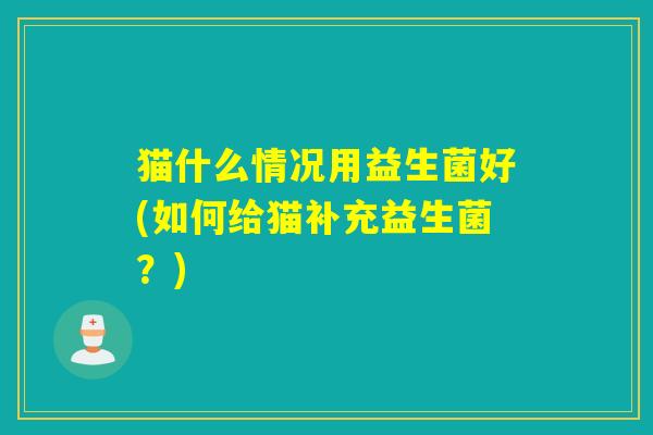 猫什么情况用益生菌好(如何给猫补充益生菌？)