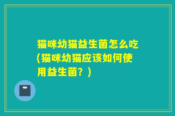 猫咪幼猫益生菌怎么吃(猫咪幼猫应该如何使用益生菌？)