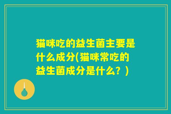 猫咪吃的益生菌主要是什么成分(猫咪常吃的益生菌成分是什么？)