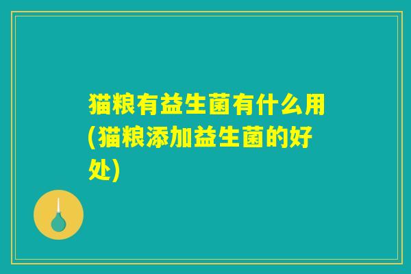 猫粮有益生菌有什么用(猫粮添加益生菌的好处)