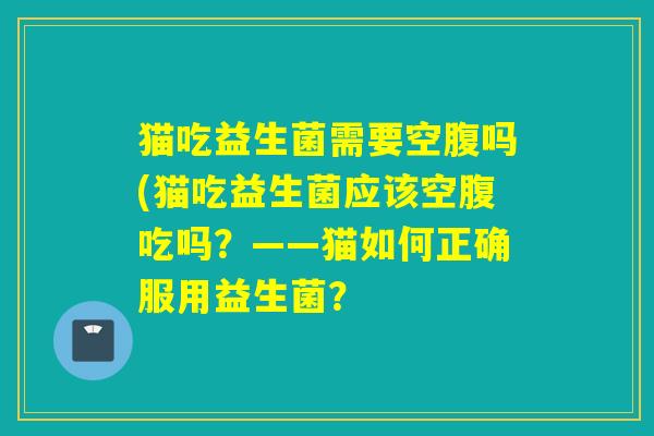 猫吃益生菌需要空腹吗(猫吃益生菌应该空腹吃吗？——猫如何正确服用益生菌？