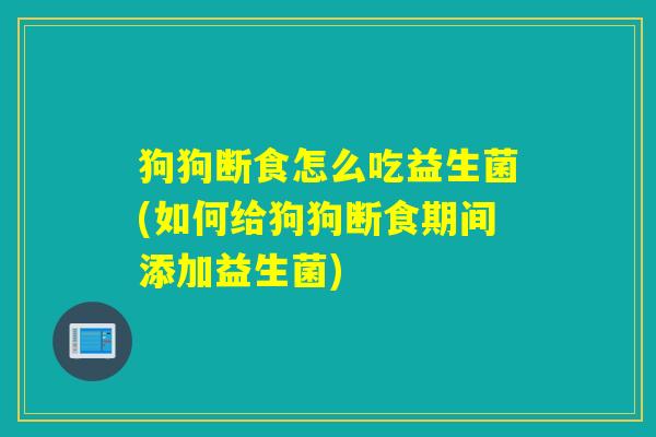 狗狗断食怎么吃益生菌(如何给狗狗断食期间添加益生菌)