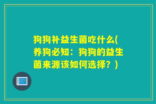 狗狗补益生菌吃什么(养狗必知：狗狗的益生菌来源该如何选择？)