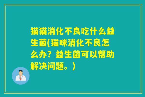 猫猫消化不良吃什么益生菌(猫咪消化不良怎么办？益生菌可以帮助解决问题。)