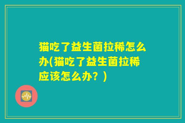 猫吃了益生菌拉稀怎么办(猫吃了益生菌拉稀应该怎么办？)