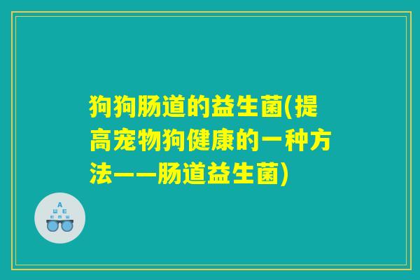 狗狗肠道的益生菌(提高宠物狗健康的一种方法——肠道益生菌)