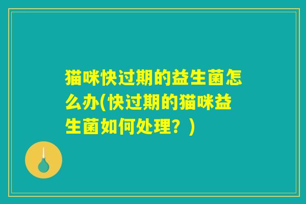 猫咪快过期的益生菌怎么办(快过期的猫咪益生菌如何处理？)