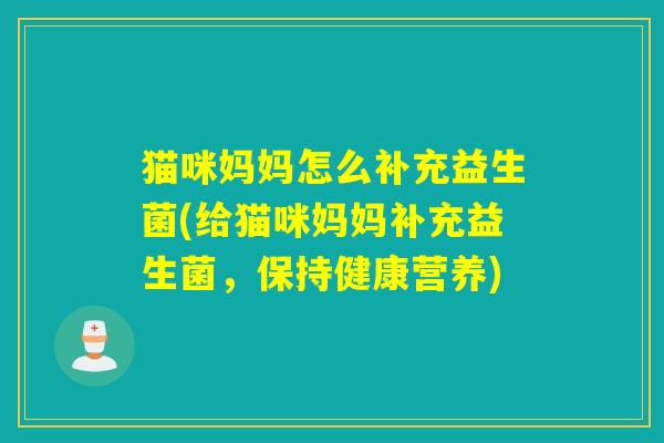 猫咪妈妈怎么补充益生菌(给猫咪妈妈补充益生菌，保持健康营养)