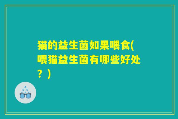 猫的益生菌如果喂食(喂猫益生菌有哪些好处？)