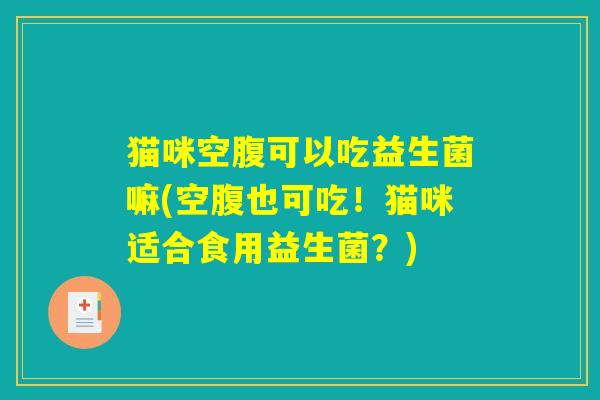 猫咪空腹可以吃益生菌嘛(空腹也可吃！猫咪适合食用益生菌？)