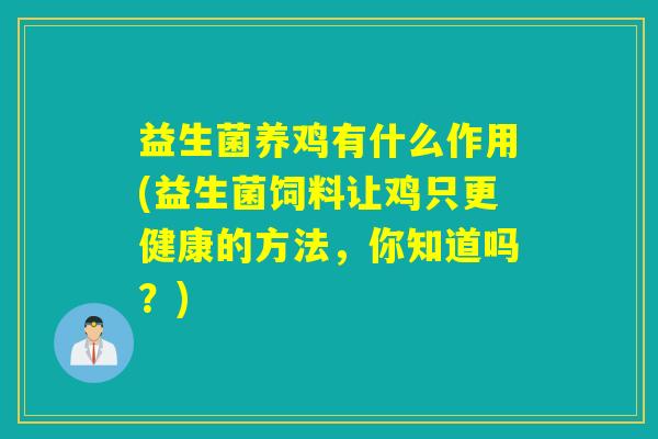益生菌养鸡有什么作用(益生菌饲料让鸡只更健康的方法，你知道吗？)
