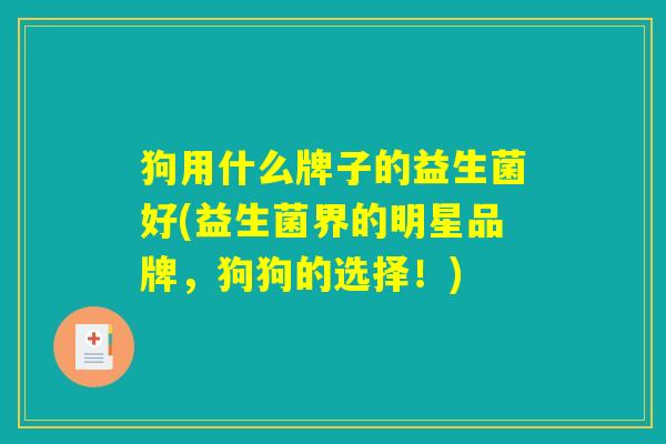 狗用什么牌子的益生菌好(益生菌界的明星品牌，狗狗的选择！)