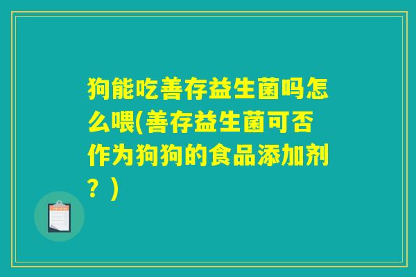 狗能吃善存益生菌吗怎么喂(善存益生菌可否作为狗狗的食品添加剂？)