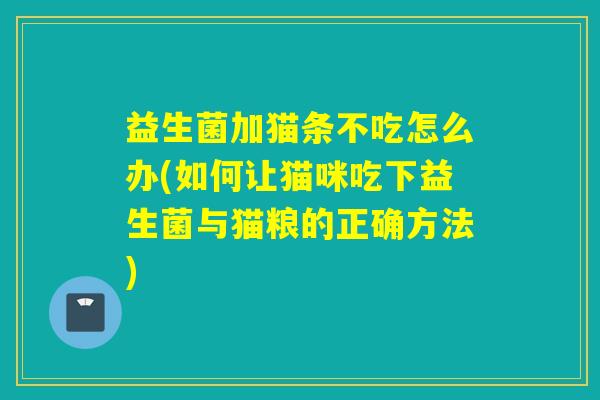 详细阅读:益生菌加猫条不吃怎么办(如何让猫咪吃下益生菌与猫粮的正确方法) 益生菌加猫条不吃怎么办(如何让猫咪吃下益生菌与猫粮的正确方法)