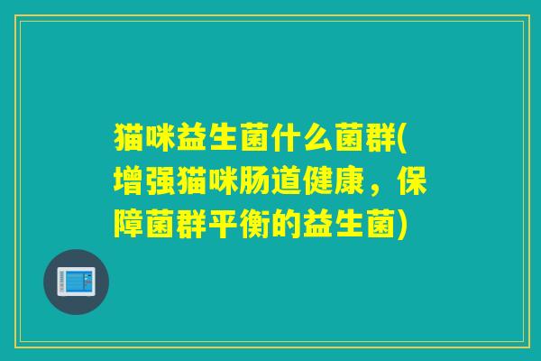 猫咪益生菌什么菌群(增强猫咪肠道健康，保障菌群平衡的益生菌)