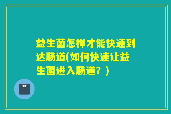 益生菌怎样才能快速到达肠道(如何快速让益生菌进入肠道?) 益生菌怎样才能快速到达肠道(如何快速让益生菌进入肠道?)