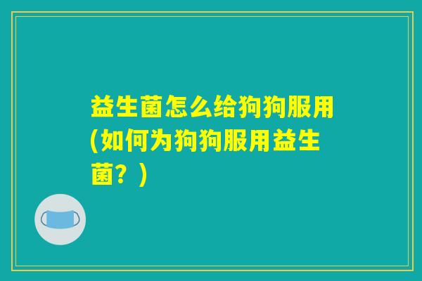 益生菌怎么给狗狗服用(如何为狗狗服用益生菌？)