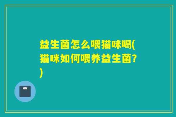益生菌怎么喂猫咪喝(猫咪如何喂养益生菌？)