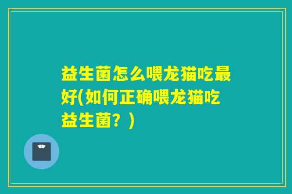 益生菌怎么喂龙猫吃最好(如何正确喂龙猫吃益生菌？)