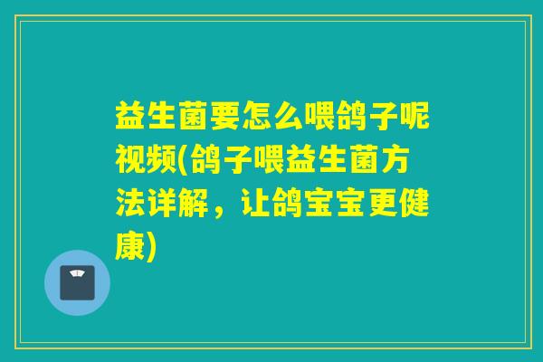 益生菌要怎么喂鸽子呢视频(鸽子喂益生菌方法详解，让鸽宝宝更健康)