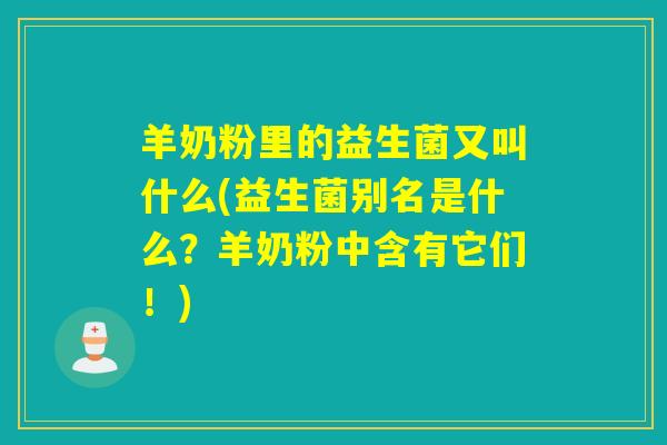 羊奶粉里的益生菌又叫什么(益生菌别名是什么？羊奶粉中含有它们！)