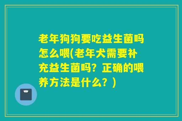 老年狗狗要吃益生菌吗怎么喂(老年犬需要补充益生菌吗？正确的喂养方法是什么？)
