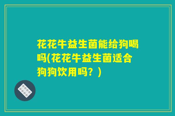 花花牛益生菌能给狗喝吗(花花牛益生菌适合狗狗饮用吗?) 花花牛益生菌能给狗喝吗(花花牛益生菌适合狗狗饮用吗?)