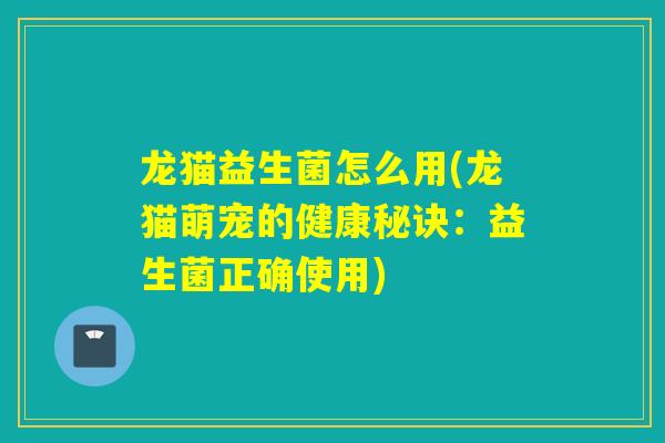 龙猫益生菌怎么用(龙猫萌宠的健康秘诀：益生菌正确使用)