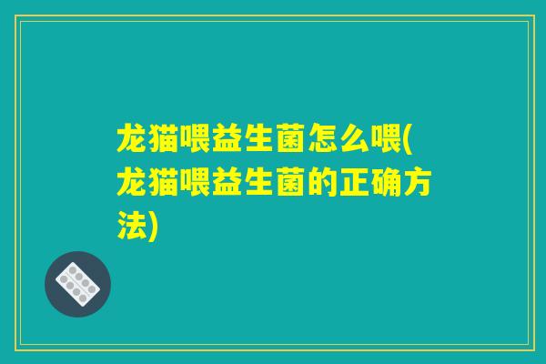 龙猫喂益生菌怎么喂(龙猫喂益生菌的正确方法)
