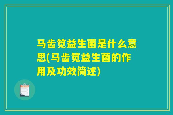 马齿笕益生菌是什么意思(马齿笕益生菌的作用及功效简述)